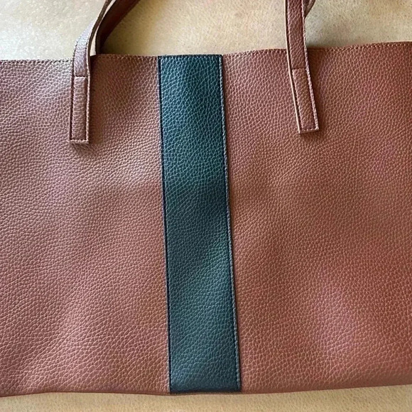 Vegan Pebble Leather Tote Bag Brown Vince Camuto 17 x 12 NWOT - Picture 2 of 9